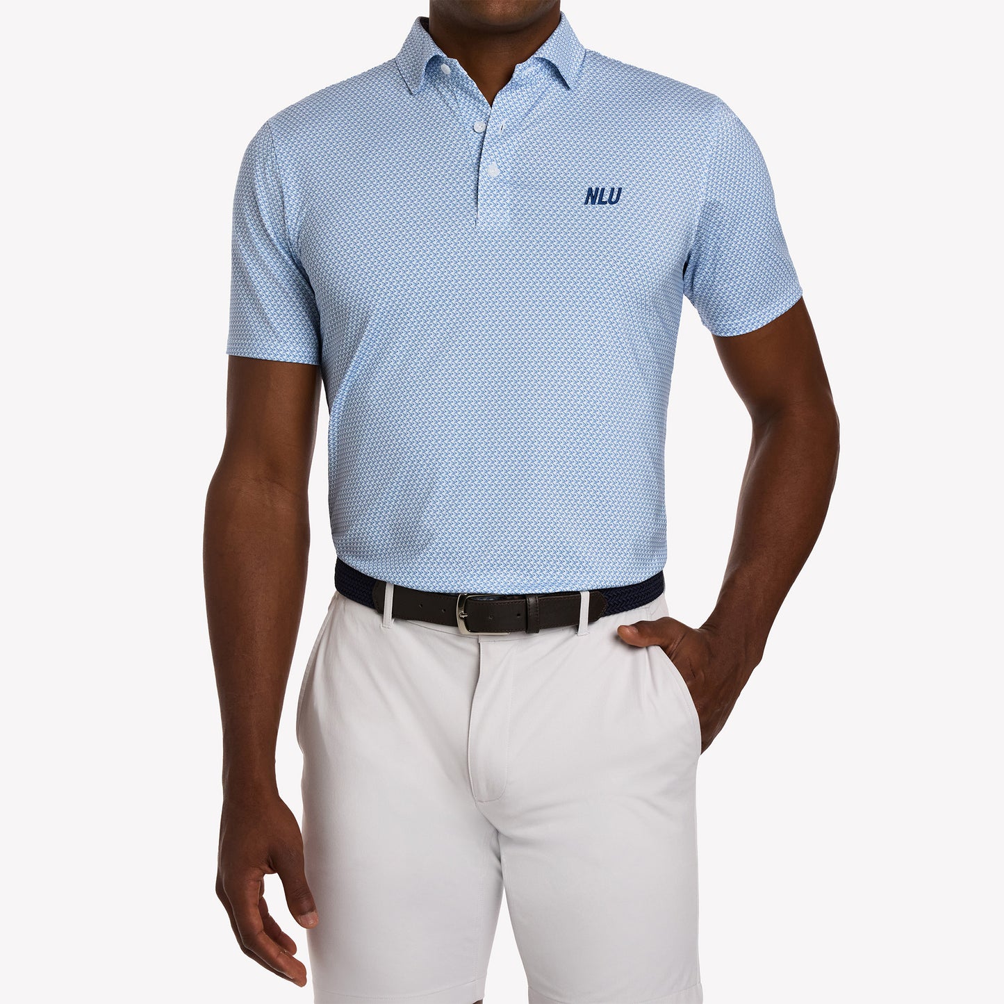 NLU x H&B Justice Printed Polo | Harbor & Maidstone Blue