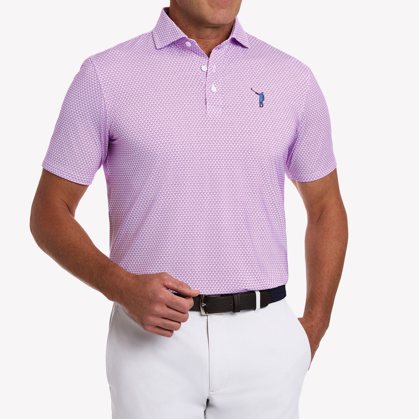 NLU x H&B Justice Printed Polo | Horizon Blue & Cabernet