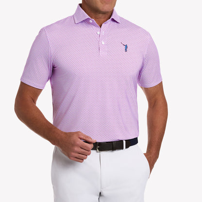 NLU x H&B Justice Printed Polo | Horizon Blue & Cabernet