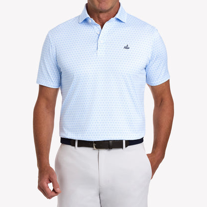 NLU x H&B Rivers Printed Polo | Vista Blue & Horizon Blue