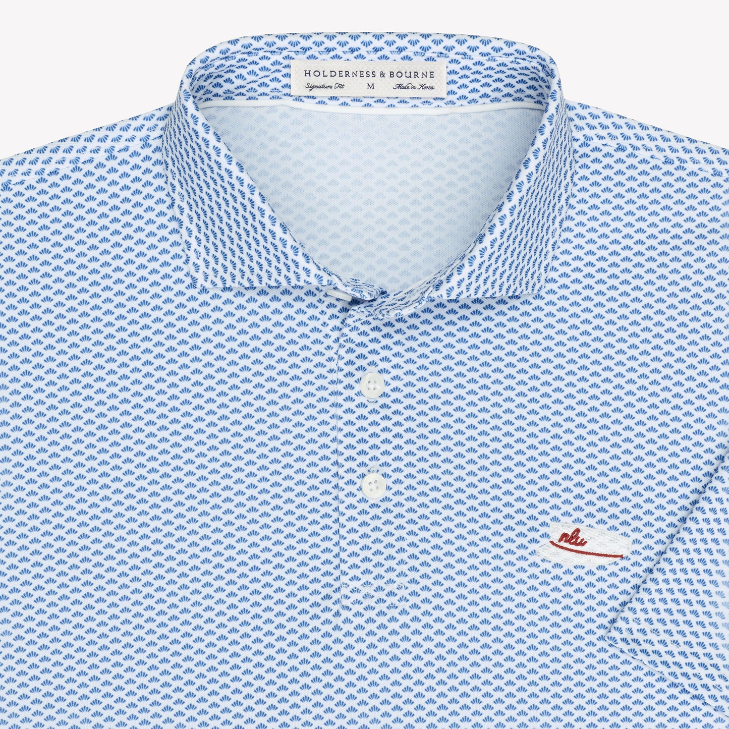NLU x H&B Geiger Printed Pique Polo | Maidstone Blue