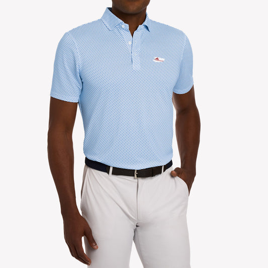 NLU x H&B Geiger Printed Pique Polo | Maidstone Blue
