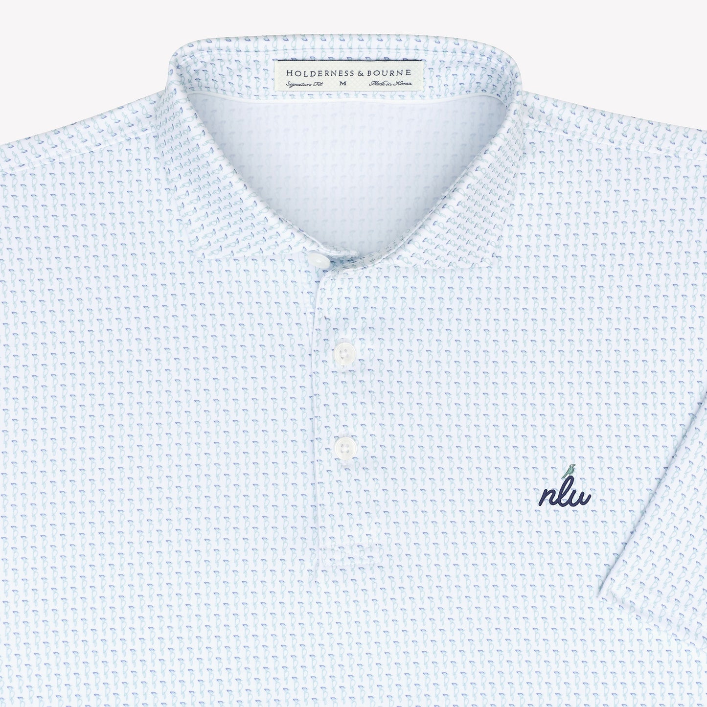 NLU x H&B Sprague Printed Polo | Cascade Green & Pacific Blue