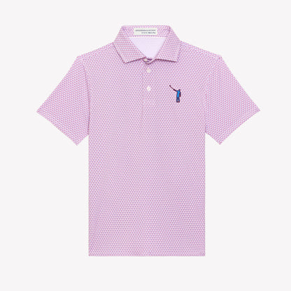 NLU x H&B Justice Printed Polo - Boy's | Horizon Blue & Cabernet
