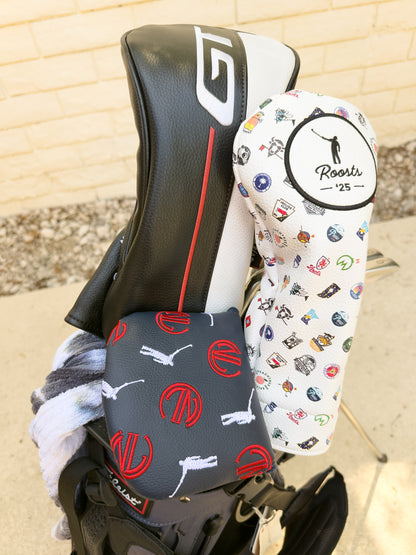 NLU x Handcrafted Golf Mallet Putter Cover | Navy w/ Red and White Dancing Logos