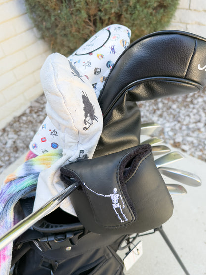 NLU x Handcrafted Golf Mallet Putter Cover | Black w/ Wayward Skeleton