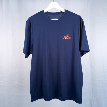 NLU x Levelwear Script Initial Richmond T-shirt | Navy w/ Red