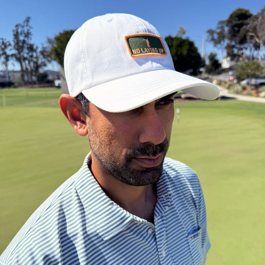 No Laying Up Dad Hat | White w/ Green & Yellow Patch