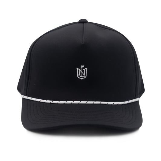 The NLU Crest Performance Rope Hat | Black w/ White Crest + Black & White Rope