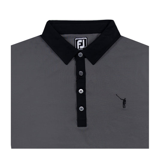 NLU x FJ Lisle Stripe Polo w/ Solid Collar | Black & White (Athletic Fit)