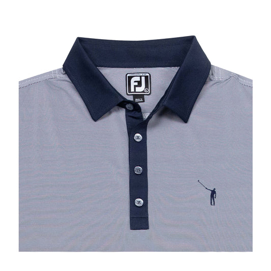 NLU x FJ Lisle Stripe Polo w/ Solid Collar | Navy & White (Athletic Fit)