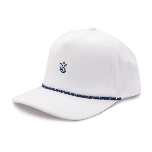 The NLU Crest Performance Rope Hat | White w/ Navy & Red Crest + Navy & White Rope