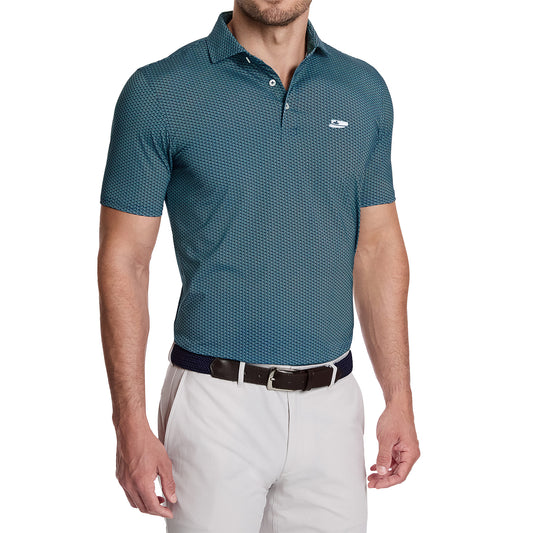 NLU x H&B Frame Printed Polo | Deep Teal