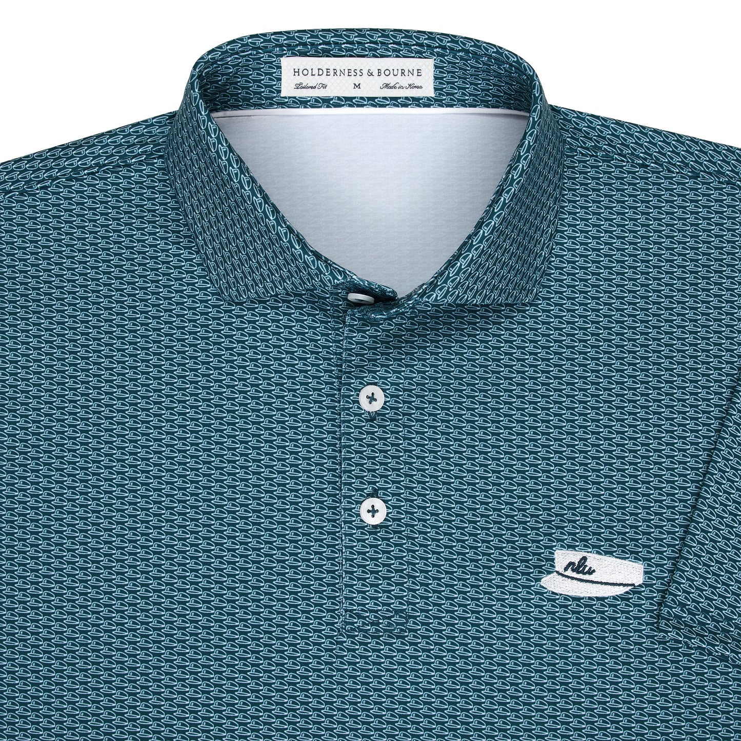 NLU x H&B Frame Printed Polo | Deep Teal