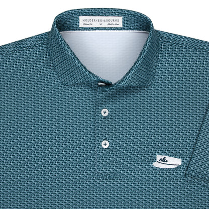 NLU x H&B Frame Printed Polo | Deep Teal