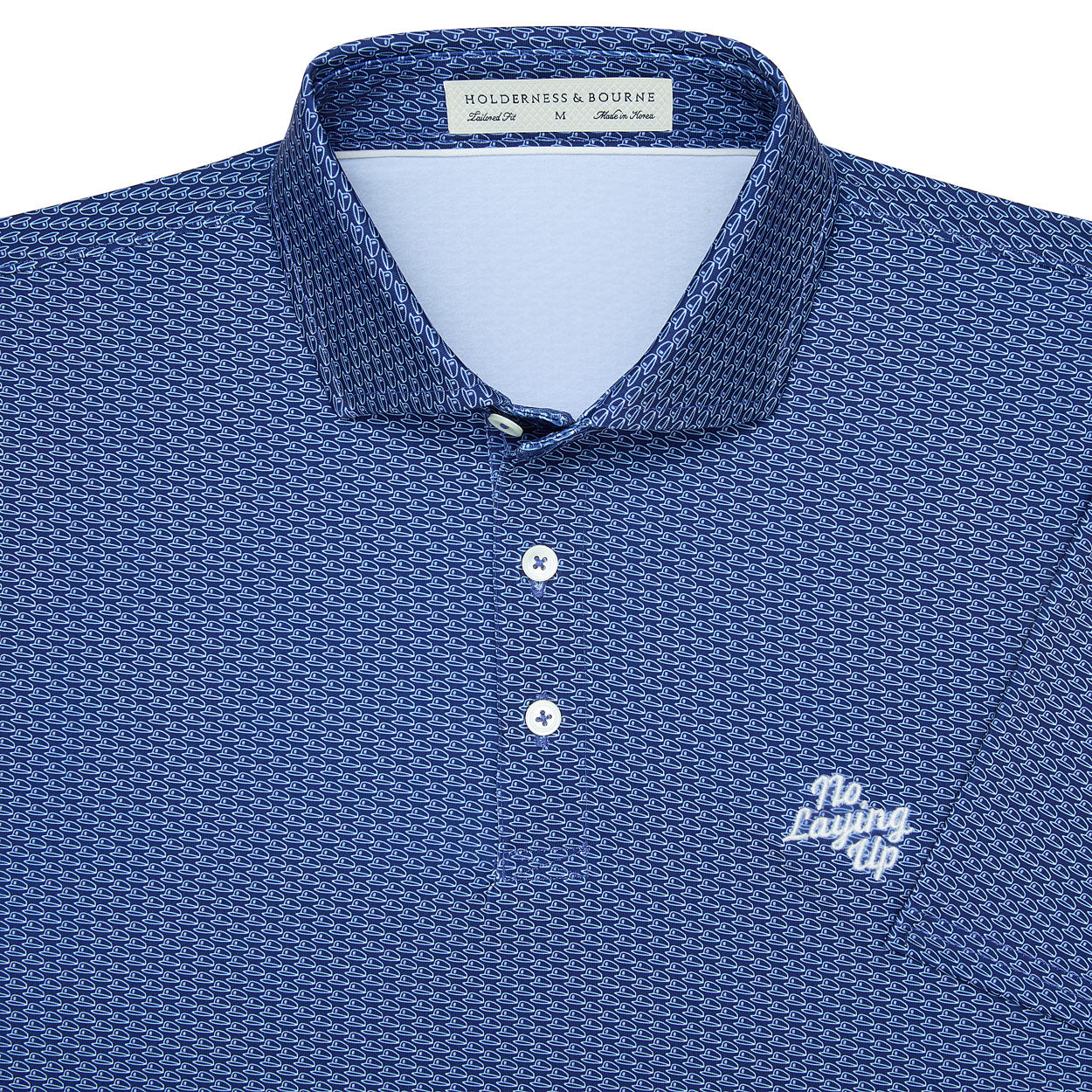 NLU x H&B Frame Printed Polo | Navy & White