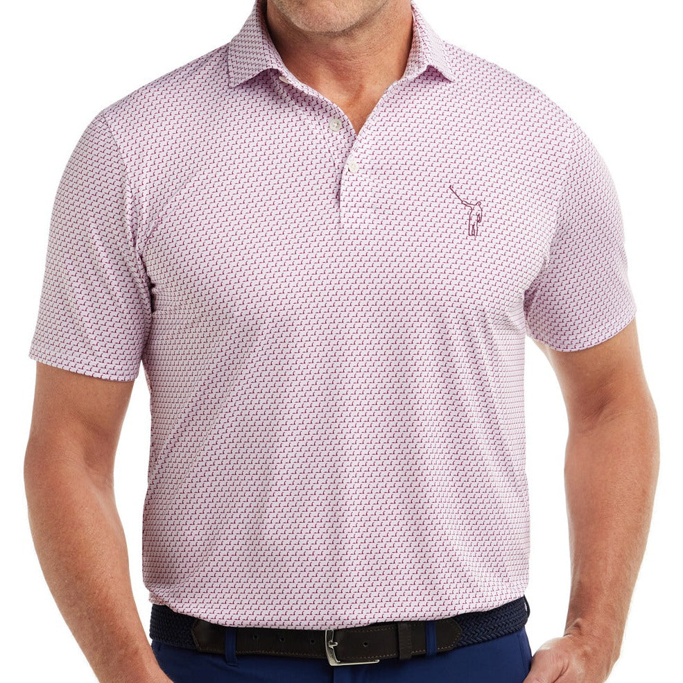 NLU x H&B Nessie Printed Polo | White & Vintage Claret