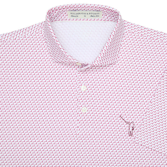 NLU x H&B Nessie Printed Polo | White & Vintage Claret