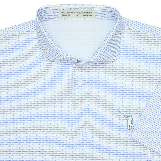 NLU x H&B Claymore Printed Polo | Aberdeen Blue