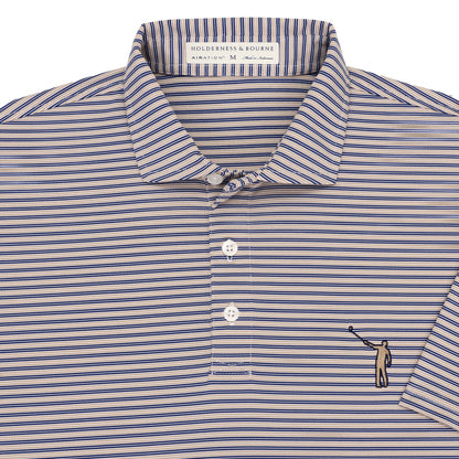 NLU x H&B Russell Perforated Performance Polo | Dune & Navy