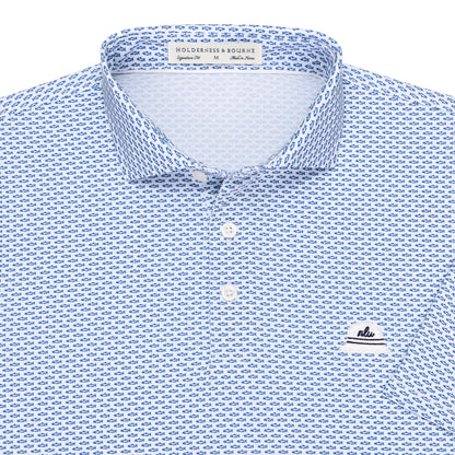 NLU x H&B Angler Printed Polo | Andover Blue