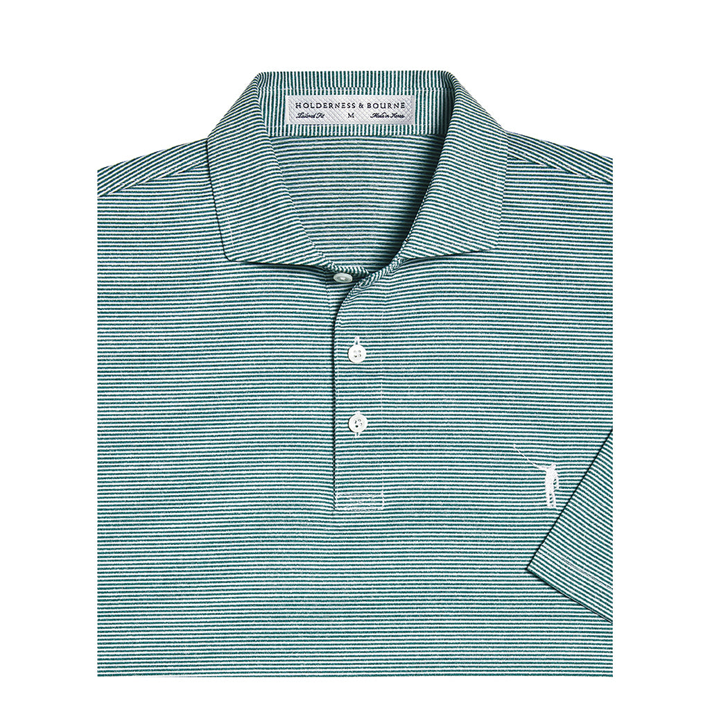NLU + H&B Polo | Heathered Pine & White