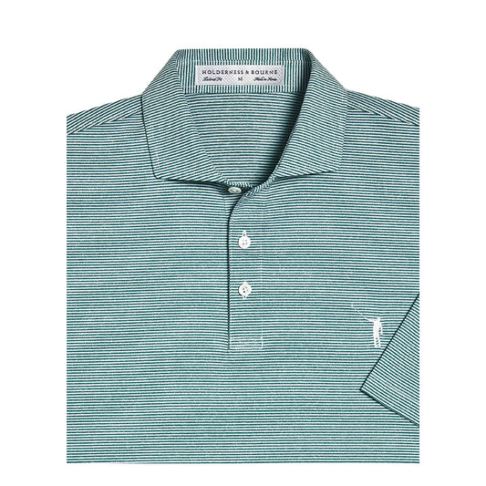 NLU + H&B Polo | Heathered Pine & White