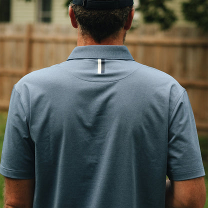 NLU x Rhoback Heathered Performance Polo | Coastal Blue Tourist Sauce Edition
