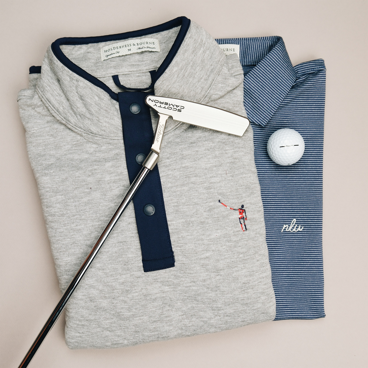 NLu x H&B Sullivan Pullover | Heathered Light Grey & Navy