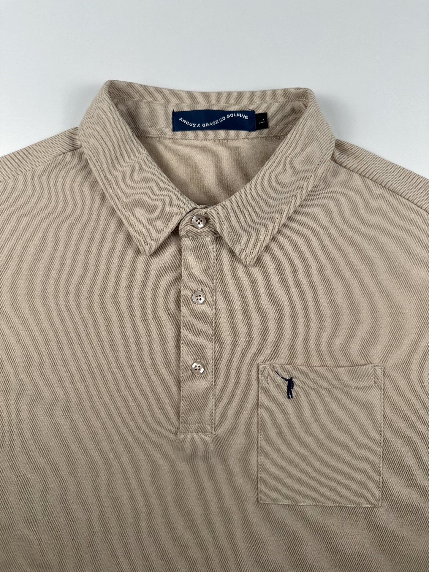 NLU x Angus & Grace Go Golfing Short Sleeve Pocket Polo | Tan