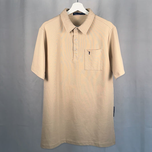 NLU x Angus & Grace Go Golfing Short Sleeve Pocket Polo | Tan