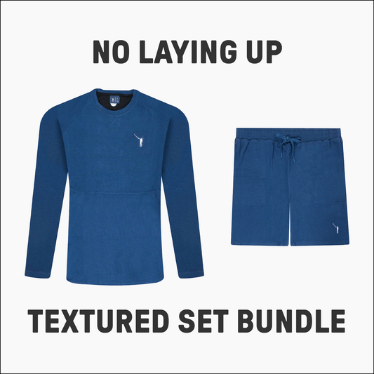 No Laying Up Textured Crew and Shorts Bundle | Navy