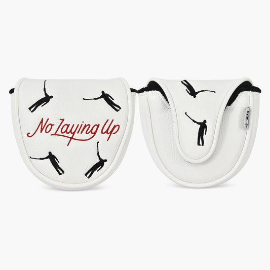 No Laying Up Mallet Putter Cover (round and square options) | White w/ Red and Black