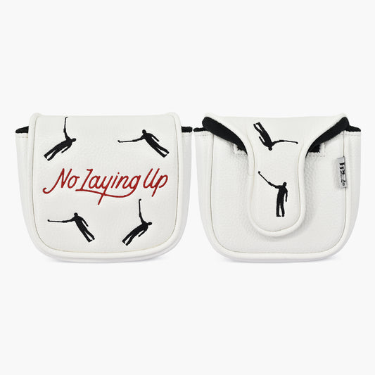 No Laying Up Mallet Putter Cover (round and square options) | White w/ Red and Black