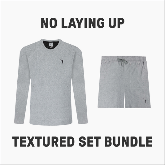 No Laying Up Textured Crew and Shorts Bundle | Grey