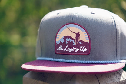 NLU "Sun's Up" Patch Hat - Mountain Edition | Maroon/Blue/Peach on Steel