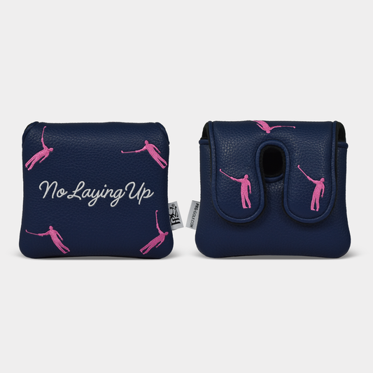 No Laying Up Dancing Waywards Center Shafted Mallet Putter Cover | Navy & Pink