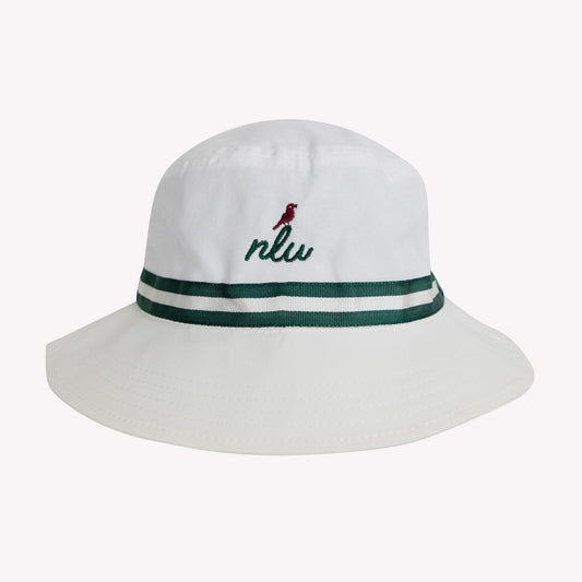 The Birdie Watch Bucket Hat | White w/ Green