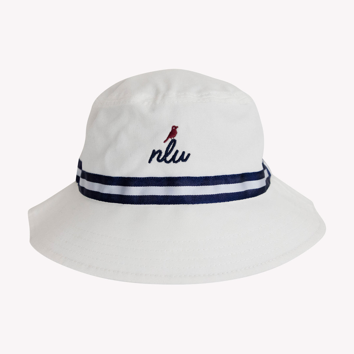 The Birdie Watch Bucket Hat | White w/ Navy