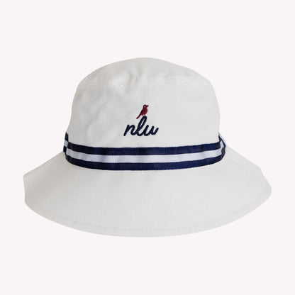 The Birdie Watch Bucket Hat | White w/ Navy