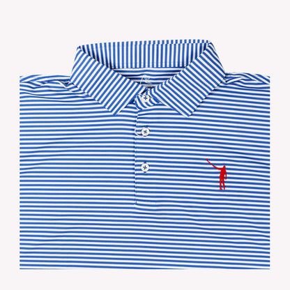 NLU x Rhoback The Birdie Performance Polo | Short Stop Blue & White