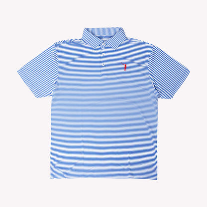 NLU x Rhoback The Birdie Performance Polo | Short Stop Blue & White