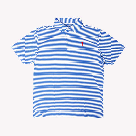NLU x Rhoback The Birdie Performance Polo | Short Stop Blue & White