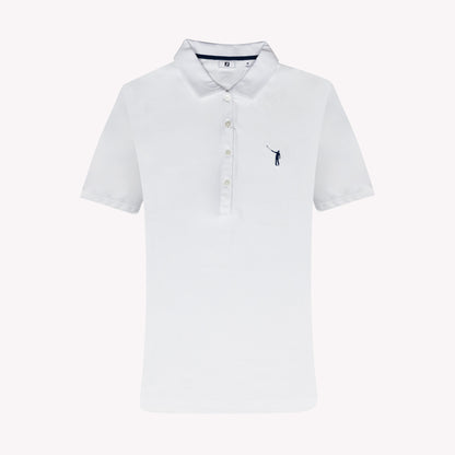 NLU x FJ Ladies Solid Short Sleeve Polo | White w/ Navy