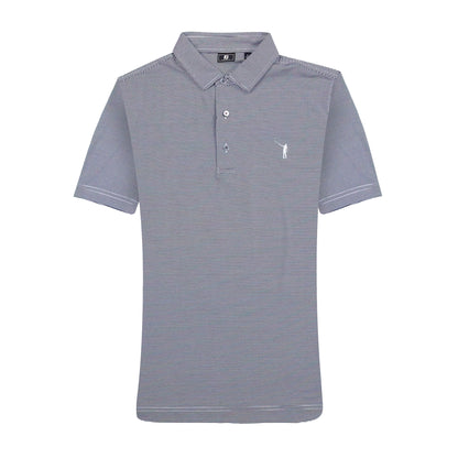 NLU x FJ MicroFeeder Stripe Lisle Polo | Navy (Athletic Fit)