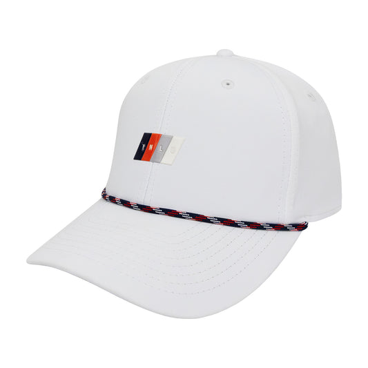 No Laying Up Racing Stripe Rope Hat | White w/ Red, White, & Blue Rope