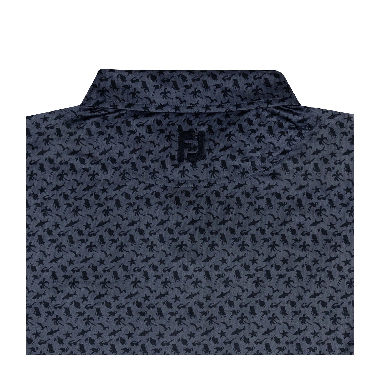 NLU x FJ Beach Print Polo | Black (Athletic Fit)