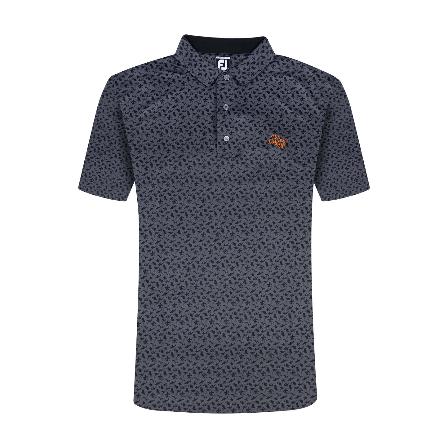 NLU x FJ Beach Print Polo | Black (Athletic Fit)