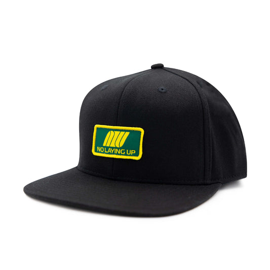 NLU Spring Airline Snapback Hat | Black with Green & Yellow Patch