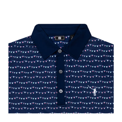 NLU x FJ Flag Banner Print Polo | Navy (Traditional Fit)